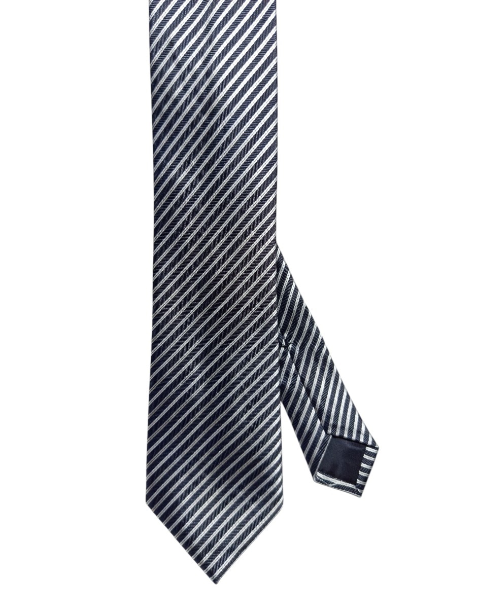Corbata regular de seda estampado a rayas para hombre