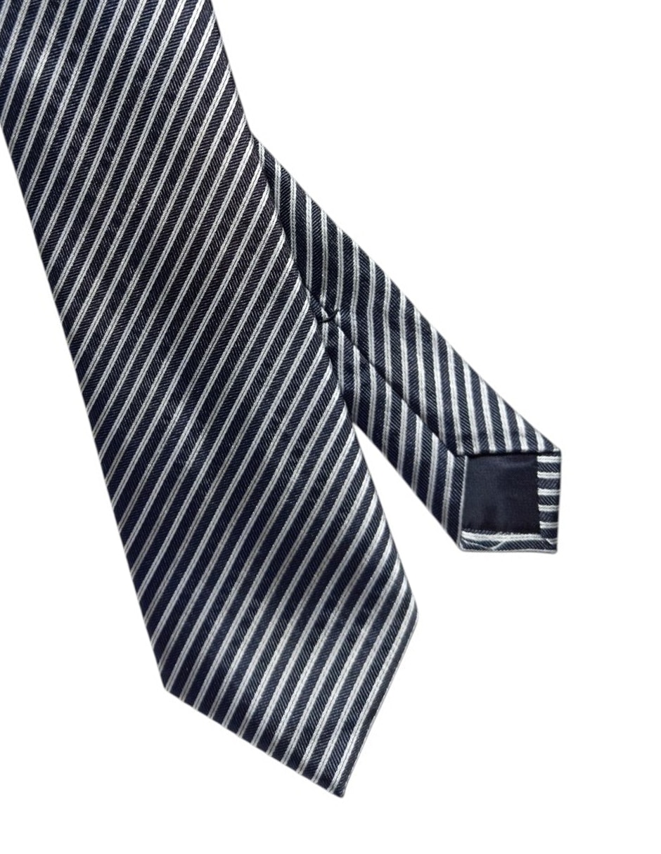 Corbata regular de seda estampado a rayas para hombre 2