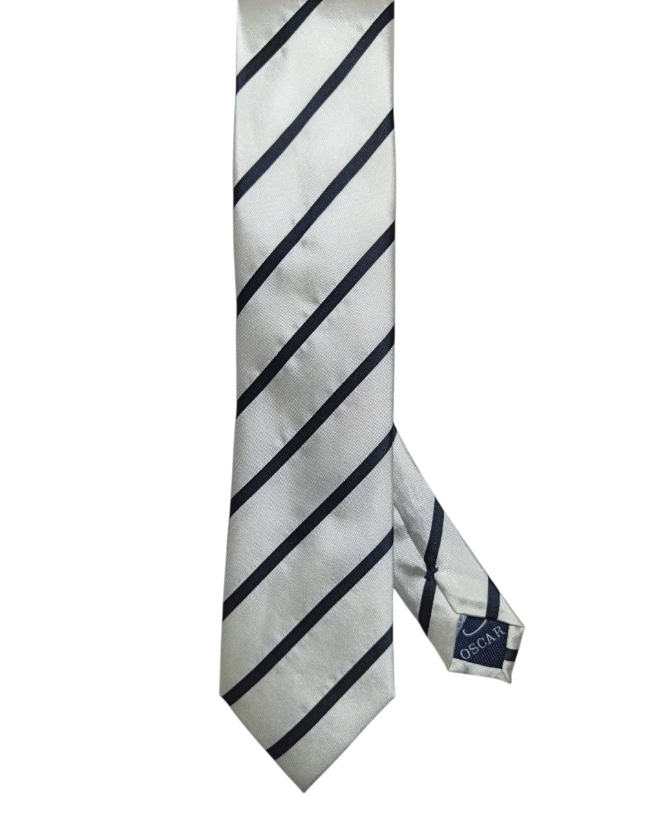 Corbata regular de seda estampada a rayas para hombre 1