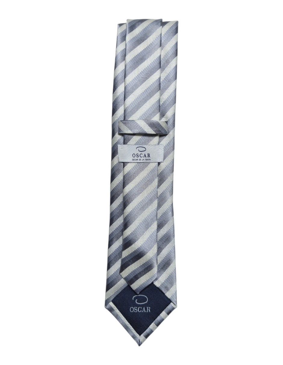 Corbata regular de seda estampada a rayas para hombre 3