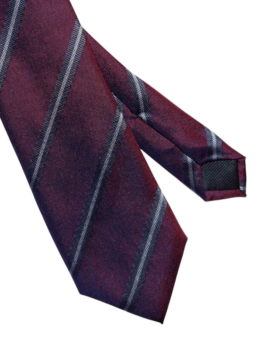 Corbata regular de seda estampado a rayas para hombre 2