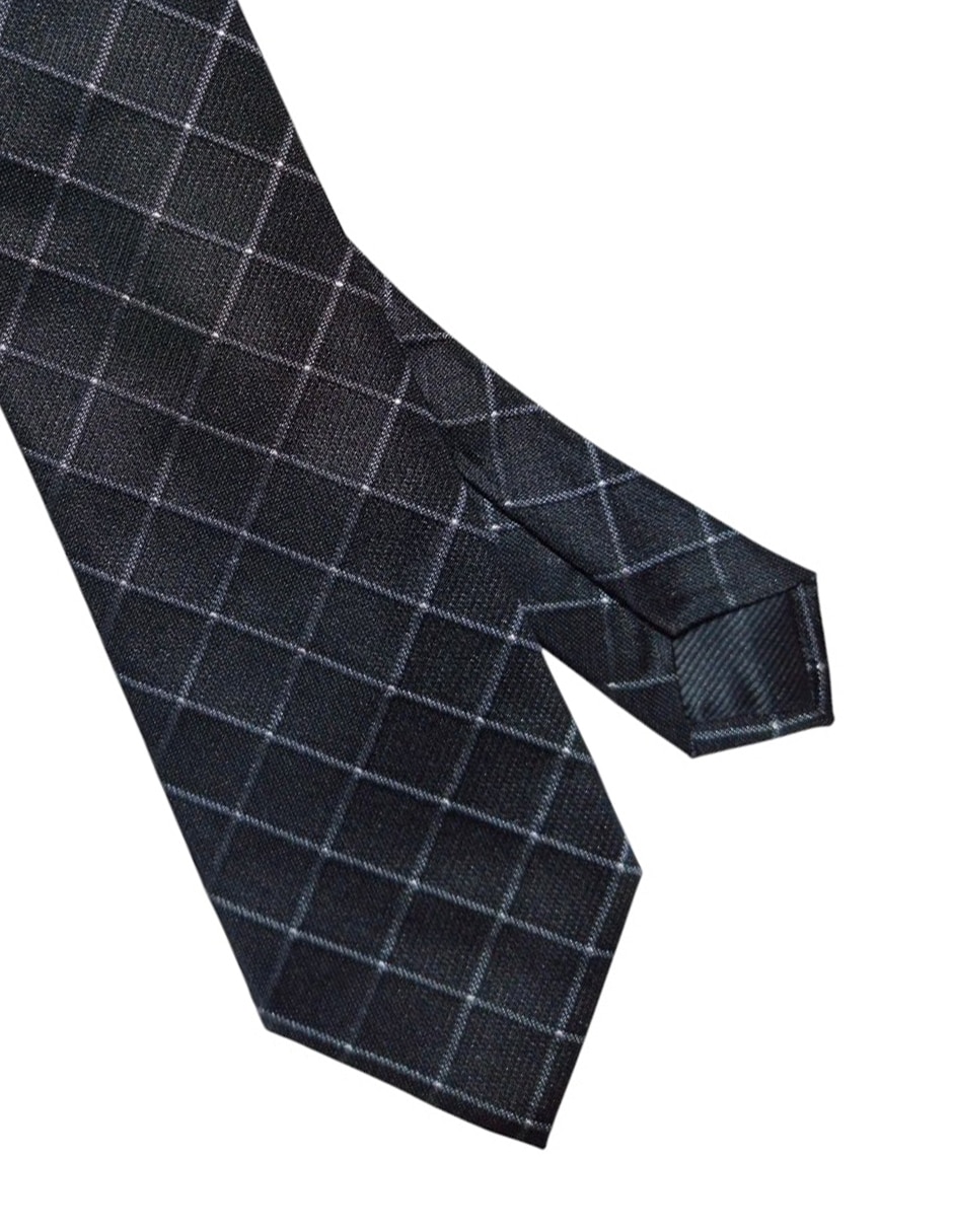 Corbata regular de seda estampado a cuadros para hombre 2