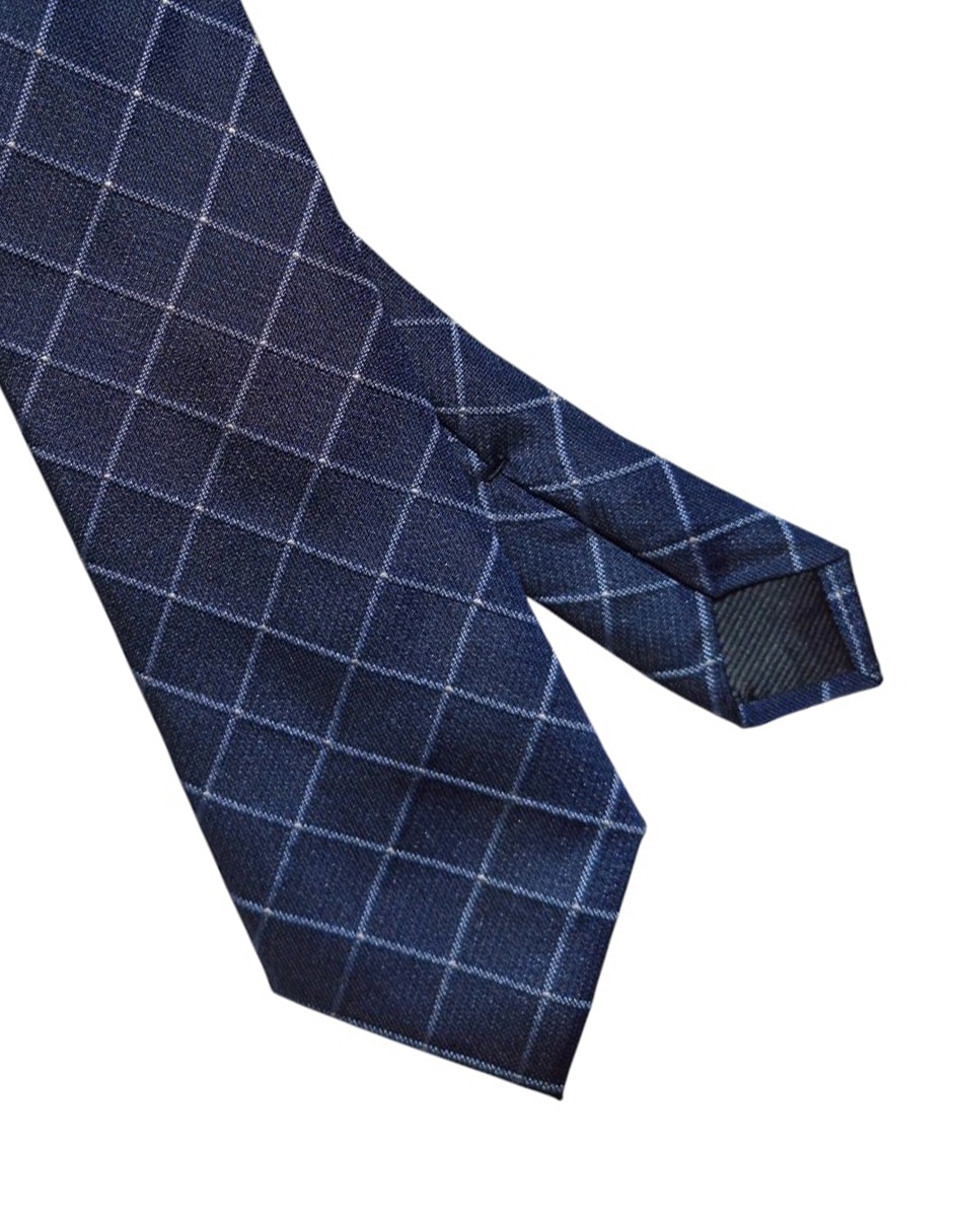 CORBATA DKNY C A CUADROS , AZUL MARINO