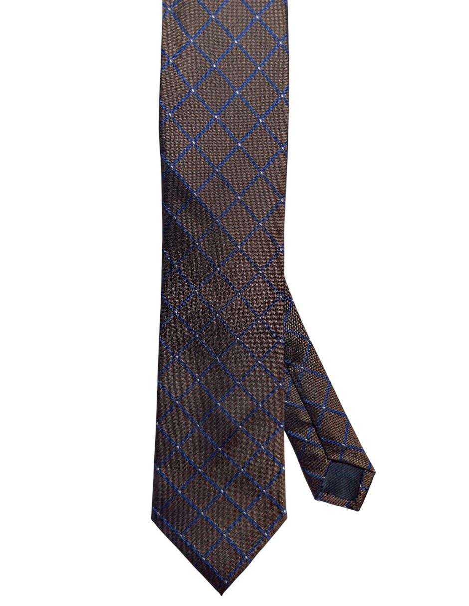 Corbata regular de seda estampado a cuadros para hombre
