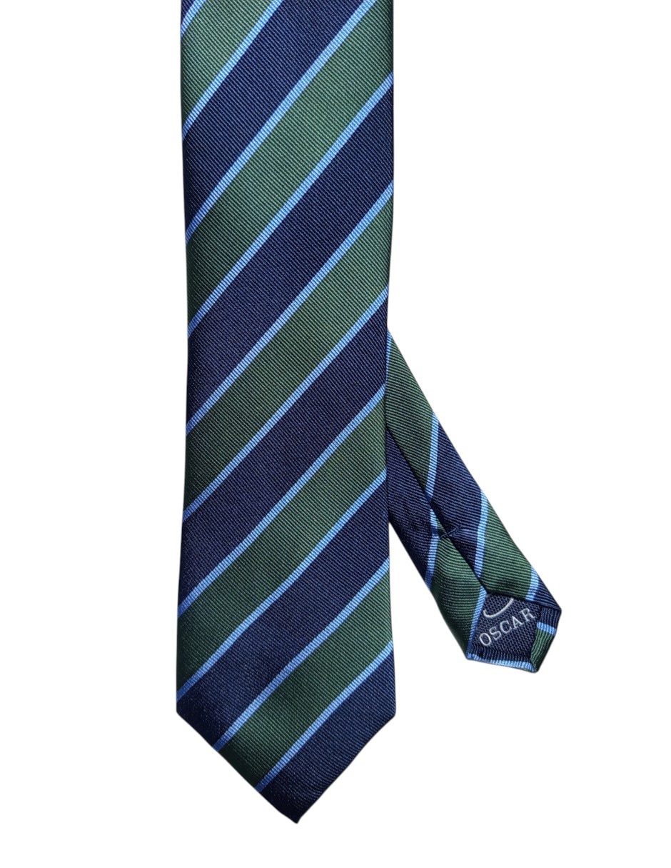 Corbata regular de seda estampada a rayas para hombre