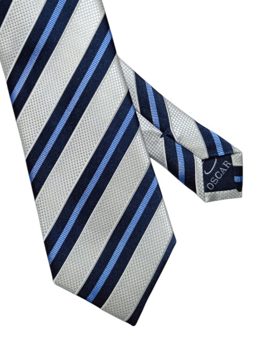 Corbata regular de seda estampada a rayas para hombre 2