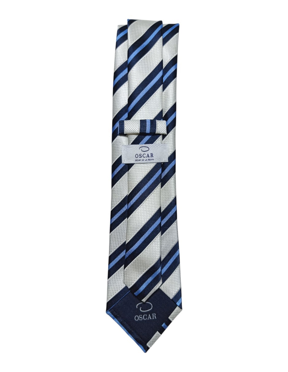 Corbata regular de seda estampada a rayas para hombre 3