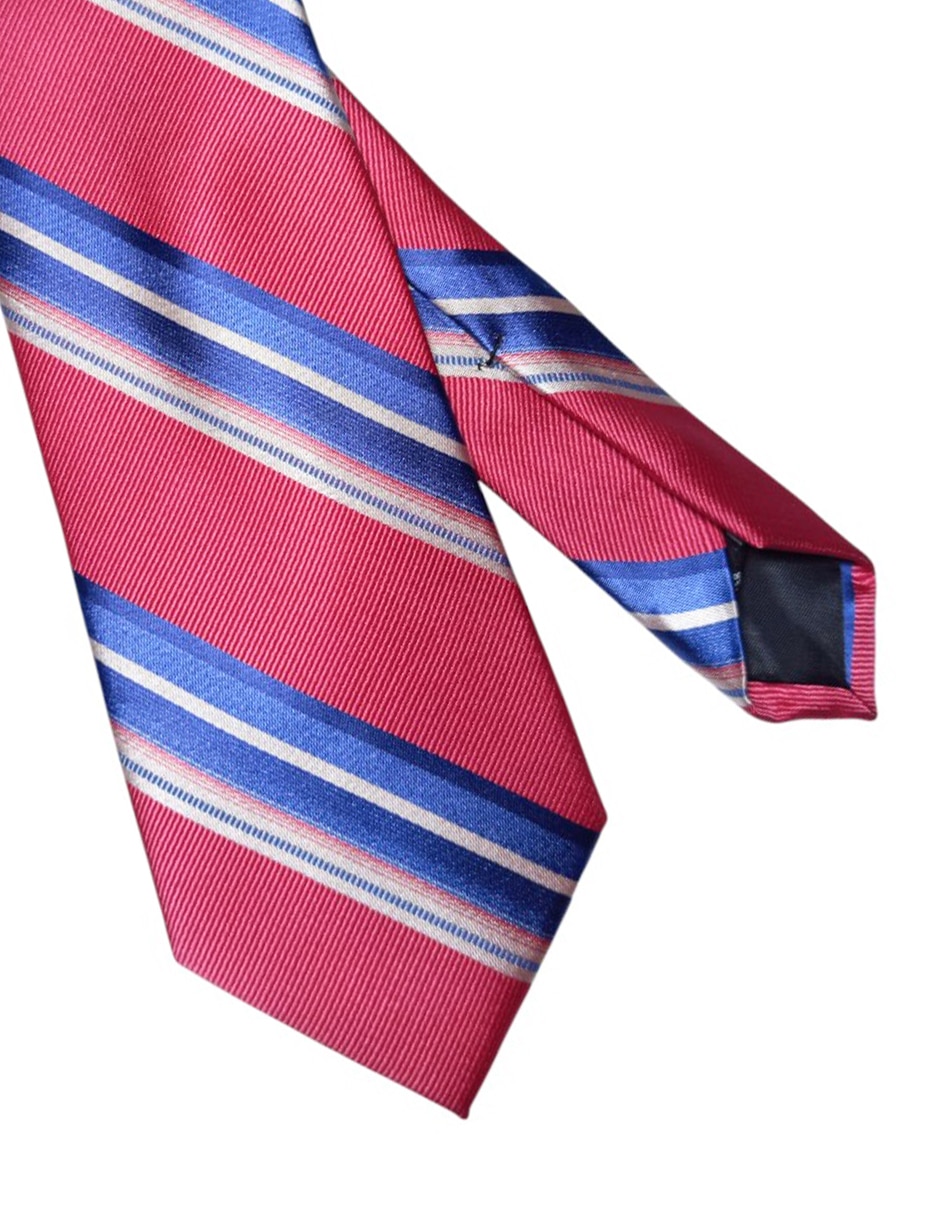 Corbata regular de seda estampado a rayas para hombre 2