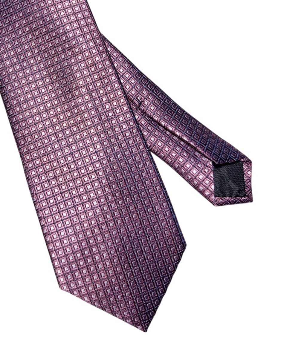 Corbata regular de seda estampado a cuadros para hombre 2