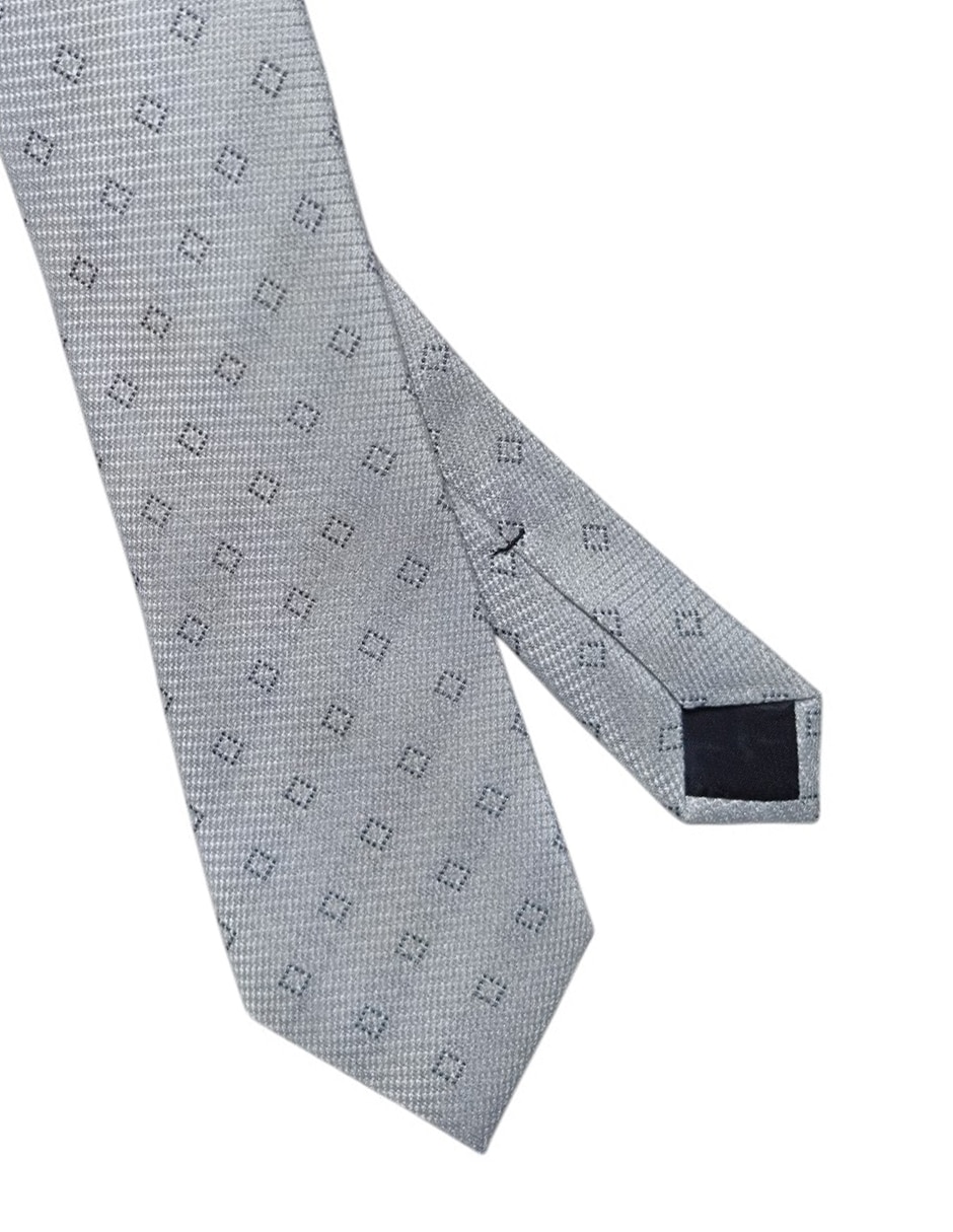 CORBATA KC NY A CUADROS REGU, PLATEADO