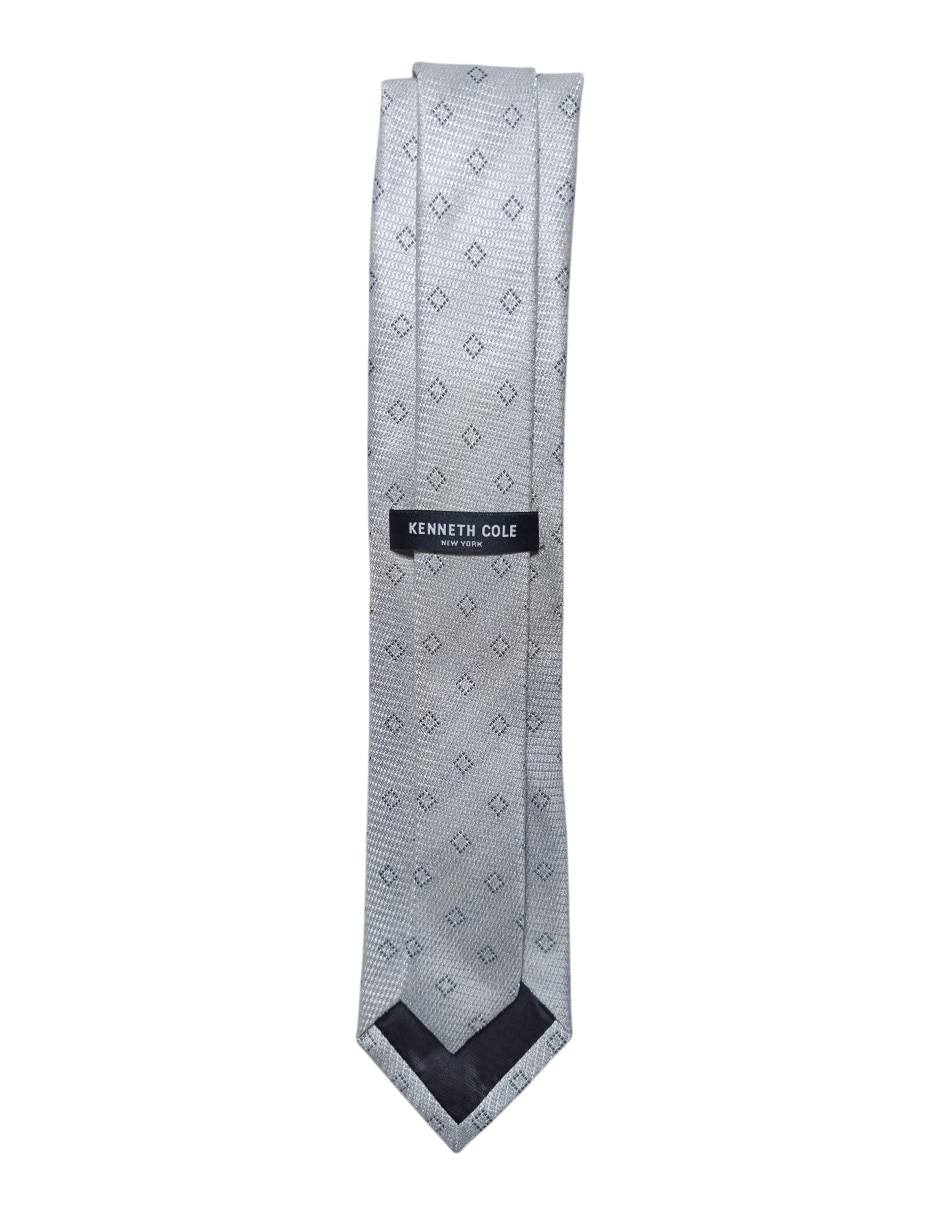 CORBATA KC NY A CUADROS REGU, PLATEADO