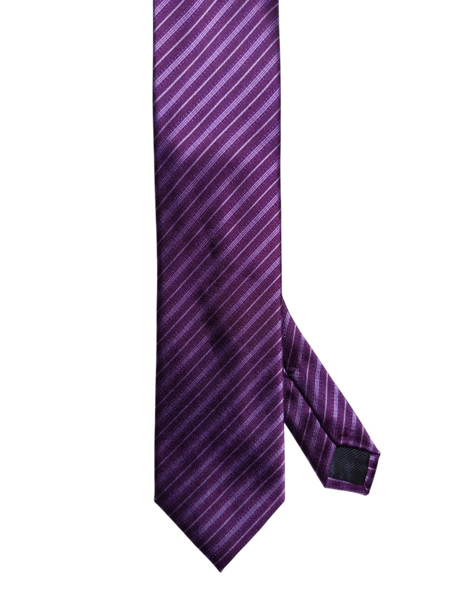 Corbata regular de seda estampado a rayas para hombre