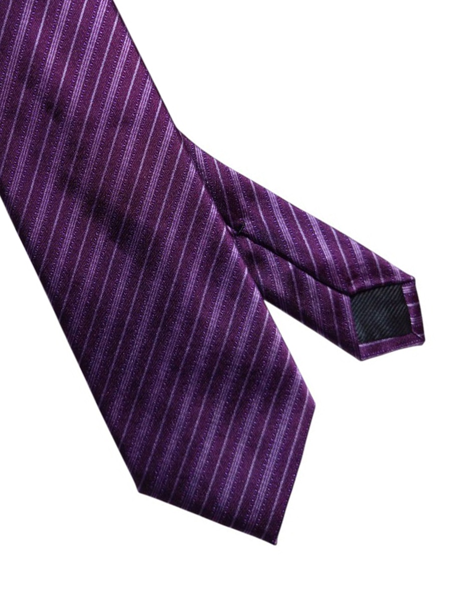 Corbata regular de seda estampado a rayas para hombre 2