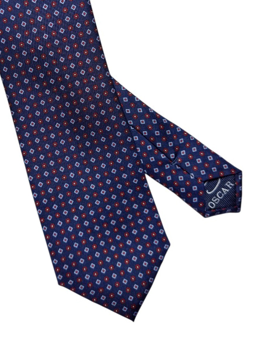 Corbata regular de seda estampado geométrico para hombre 2