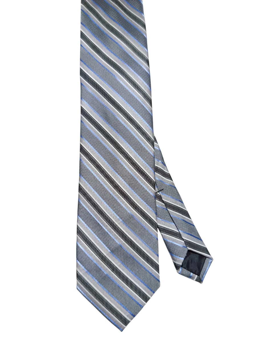 Corbata regular de seda estampado a rayas para hombre