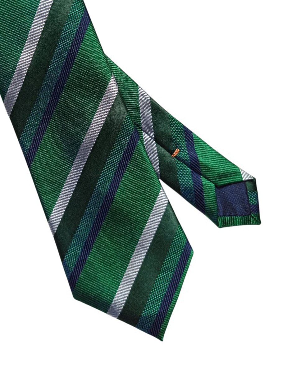 Corbata regular de seda estampado a rayas para hombre 2