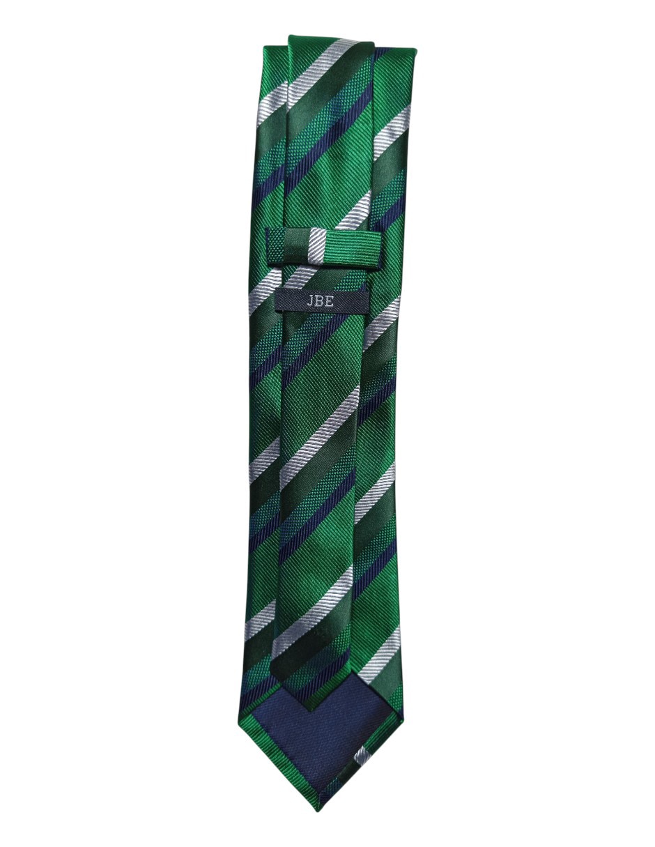Corbata regular de seda estampado a rayas para hombre 3