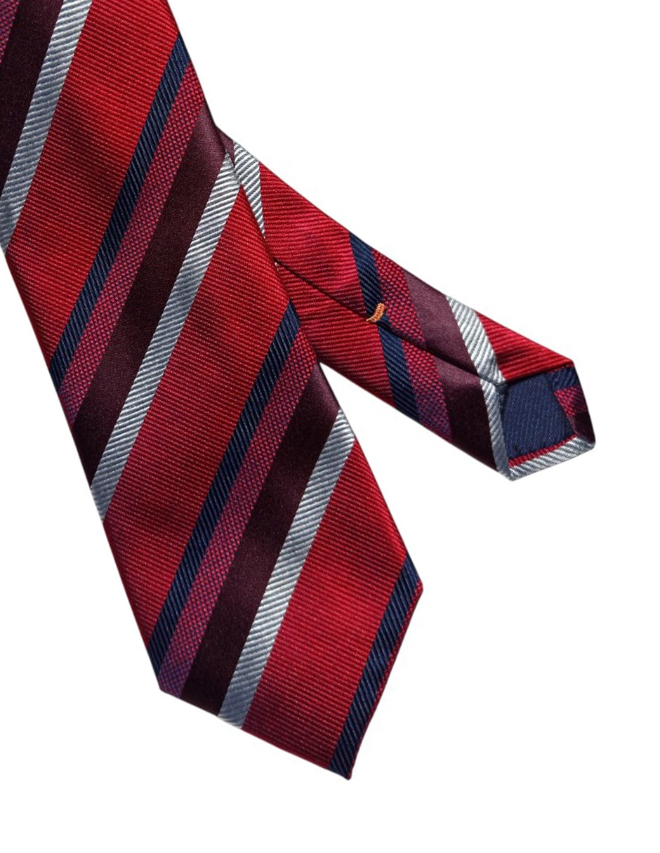 CORBATA JBE A RAYAS REGULAR SEDA, ROJO