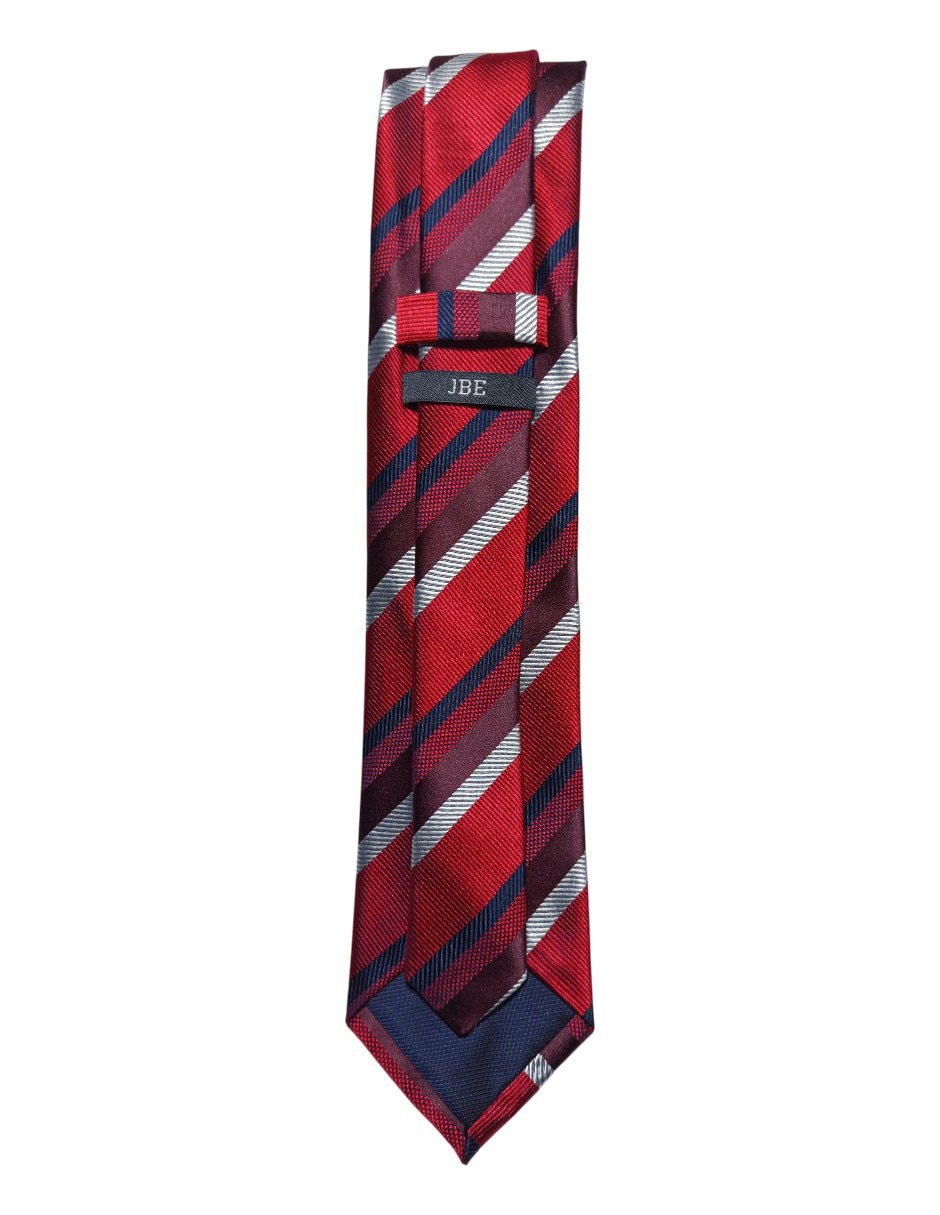 CORBATA JBE A RAYAS REGULAR SEDA, ROJO