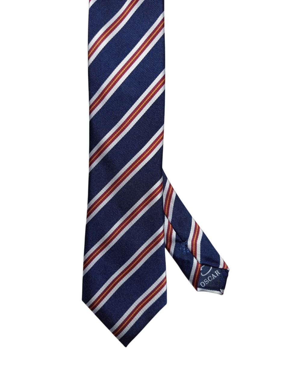 Corbata regular de seda estampada a rayas para hombre
