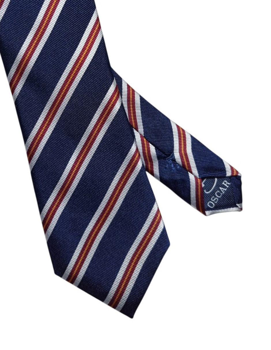 Corbata regular de seda estampada a rayas para hombre 2