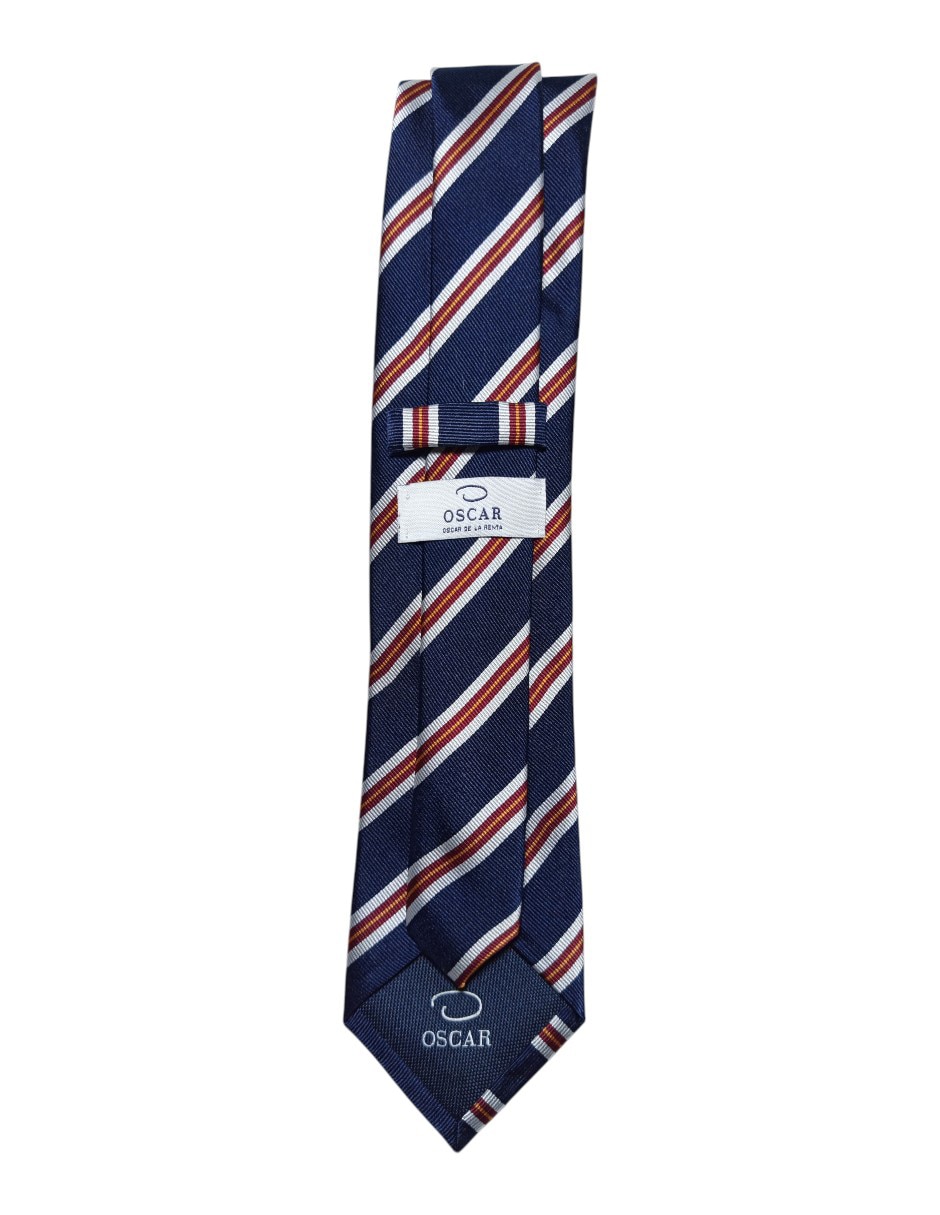 Corbata regular de seda estampada a rayas para hombre 3