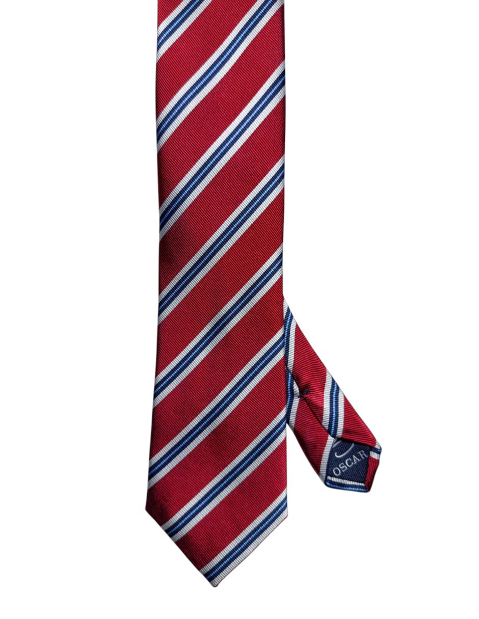CORBATA O DE LA RENTA A RAYAS RE, ROJOS