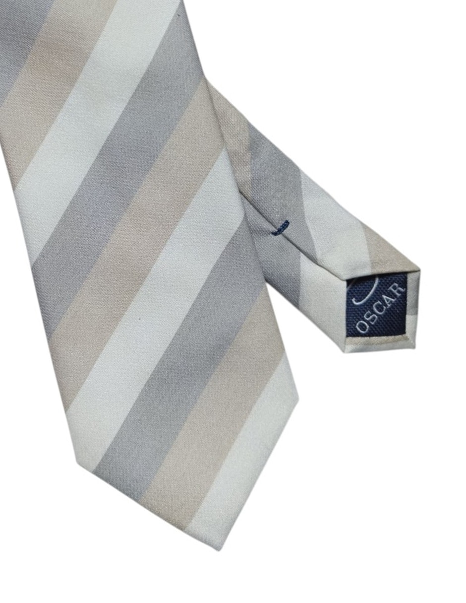 Corbata regular de seda estampado a rayas para hombre 2