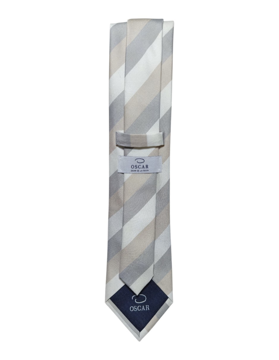 Corbata regular de seda estampado a rayas para hombre 3