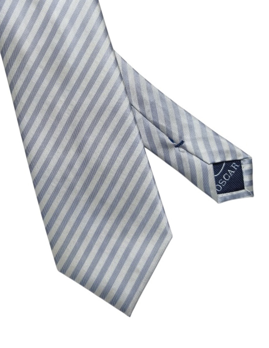 Corbata regular de seda estampado a rayas para hombre 2