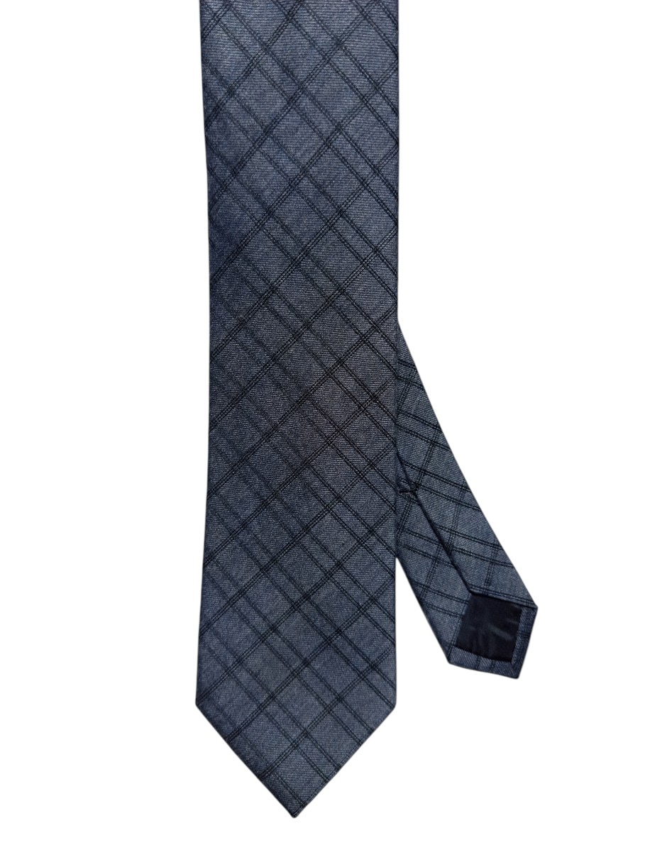 CORBATA KC NY A CUADROS REGULAR , GRIS