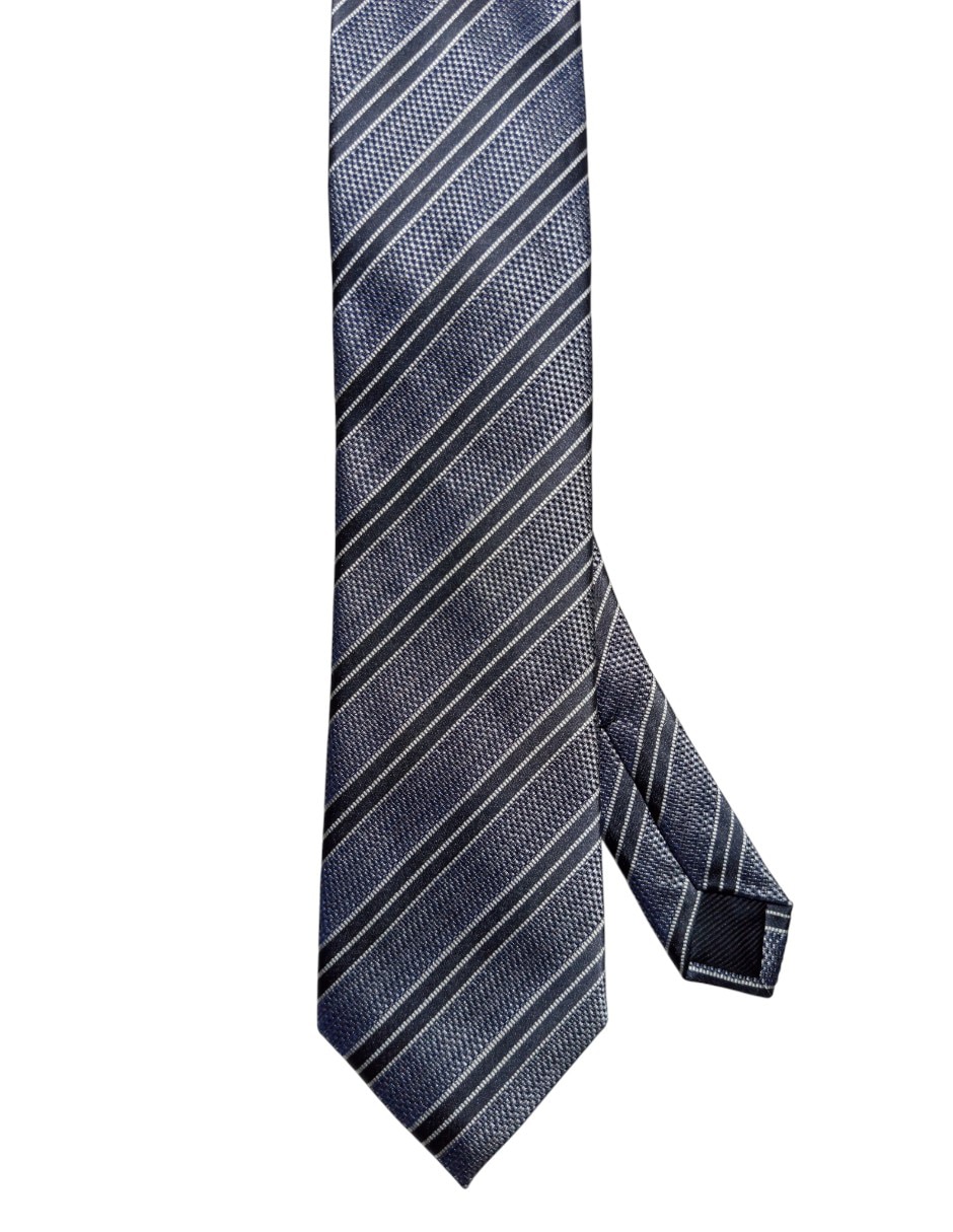 Corbata regular de seda estampado a rayas para hombre