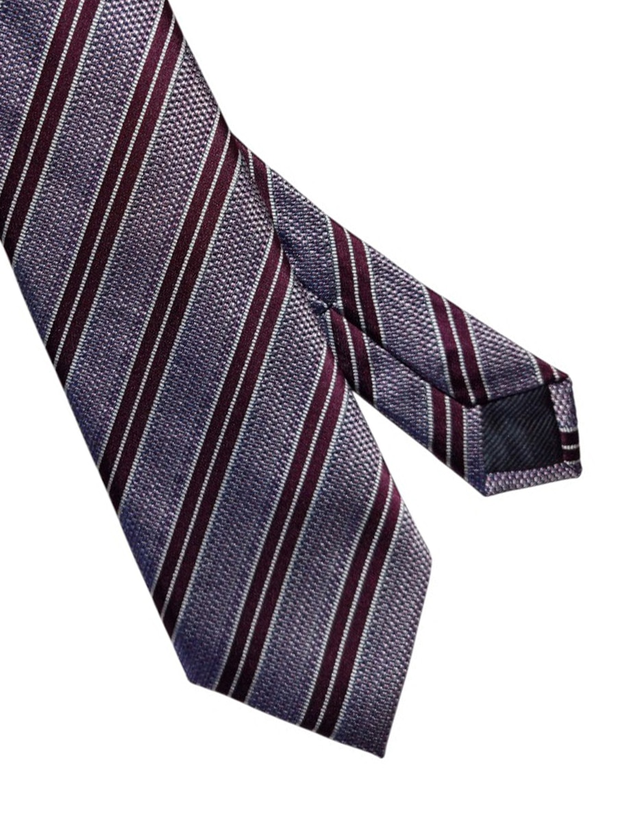 Corbata regular de seda estampado a rayas para hombre 2