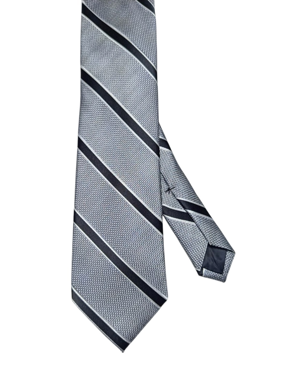 Corbata regular de seda estampado a rayas para hombre