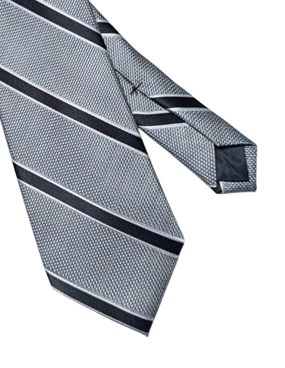 Corbata regular de seda estampado a rayas para hombre 2