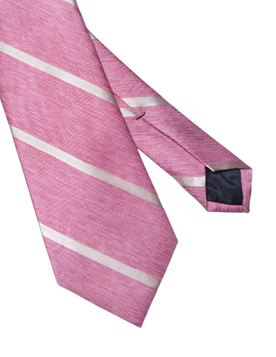 Corbata regular de seda estampado a rayas para hombre 2