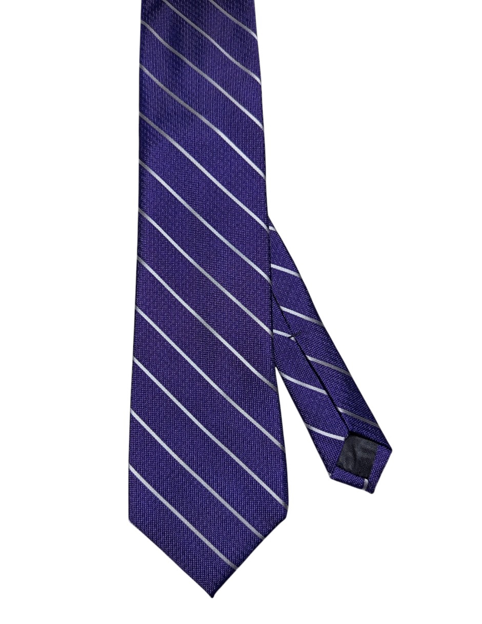 Corbata regular de seda estampado a rayas para hombre