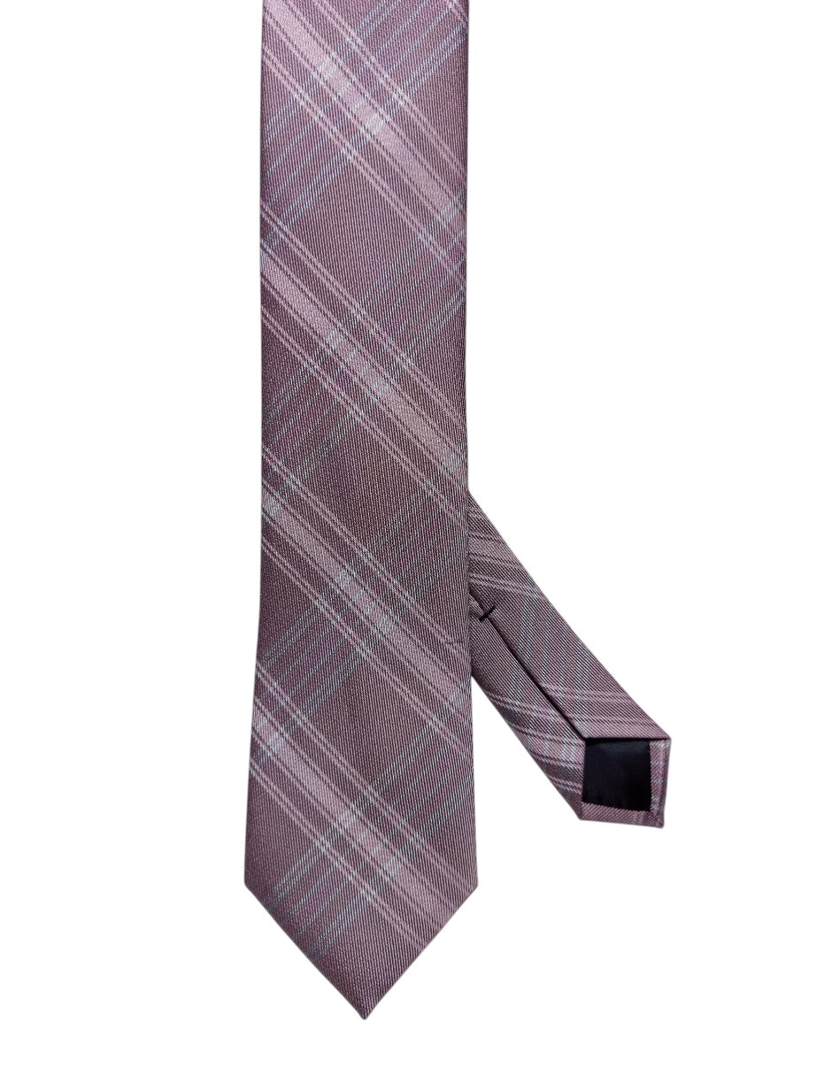 Corbata regular de seda estampado a cuadros para hombre 1