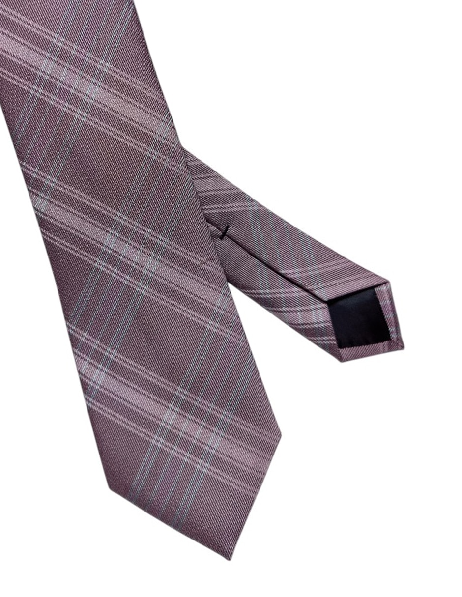 Corbata regular de seda estampado a cuadros para hombre 2