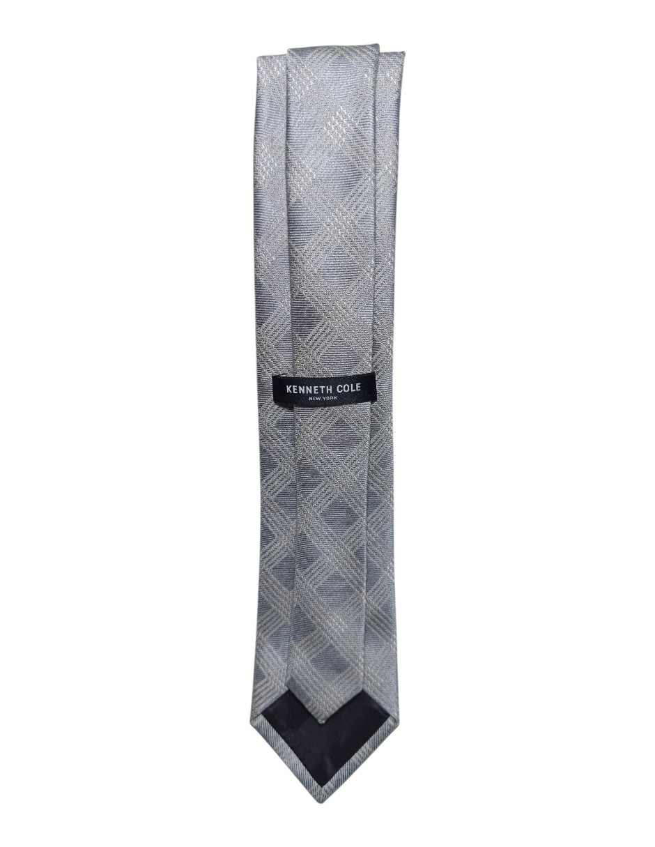 CORBATA KC NY A CUADROS REGULAR , GRIS