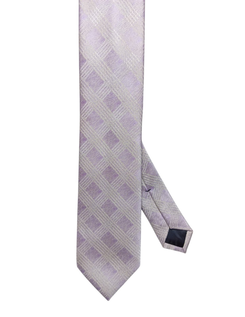 Corbata regular de seda estampado a cuadros para hombre