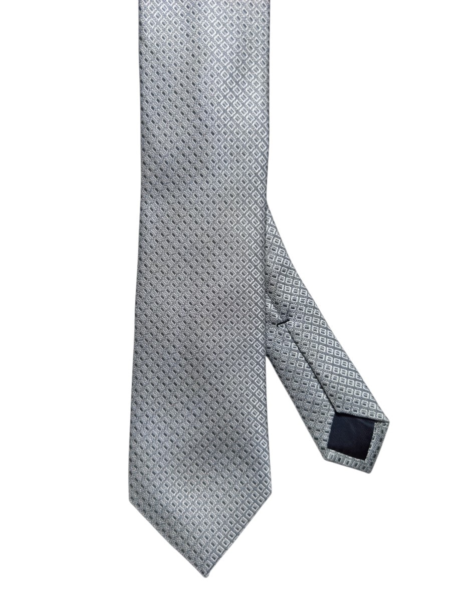 CORBATA KC NY A CUADROS REGU, PLATEADO