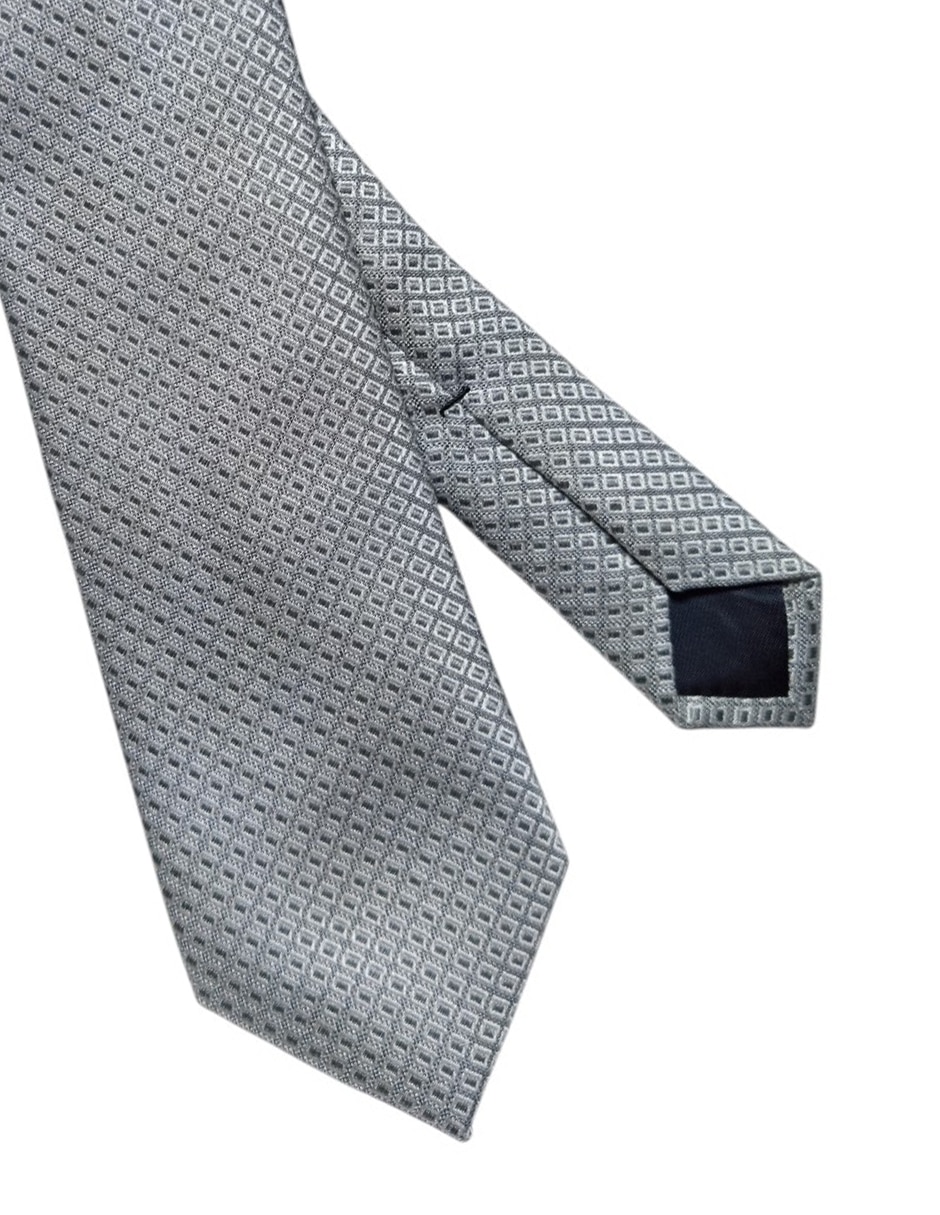 CORBATA KC NY A CUADROS REGU, PLATEADO