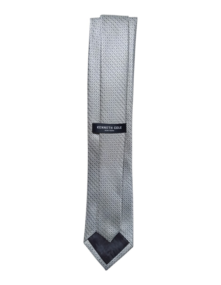 CORBATA KC NY A CUADROS REGU, PLATEADO