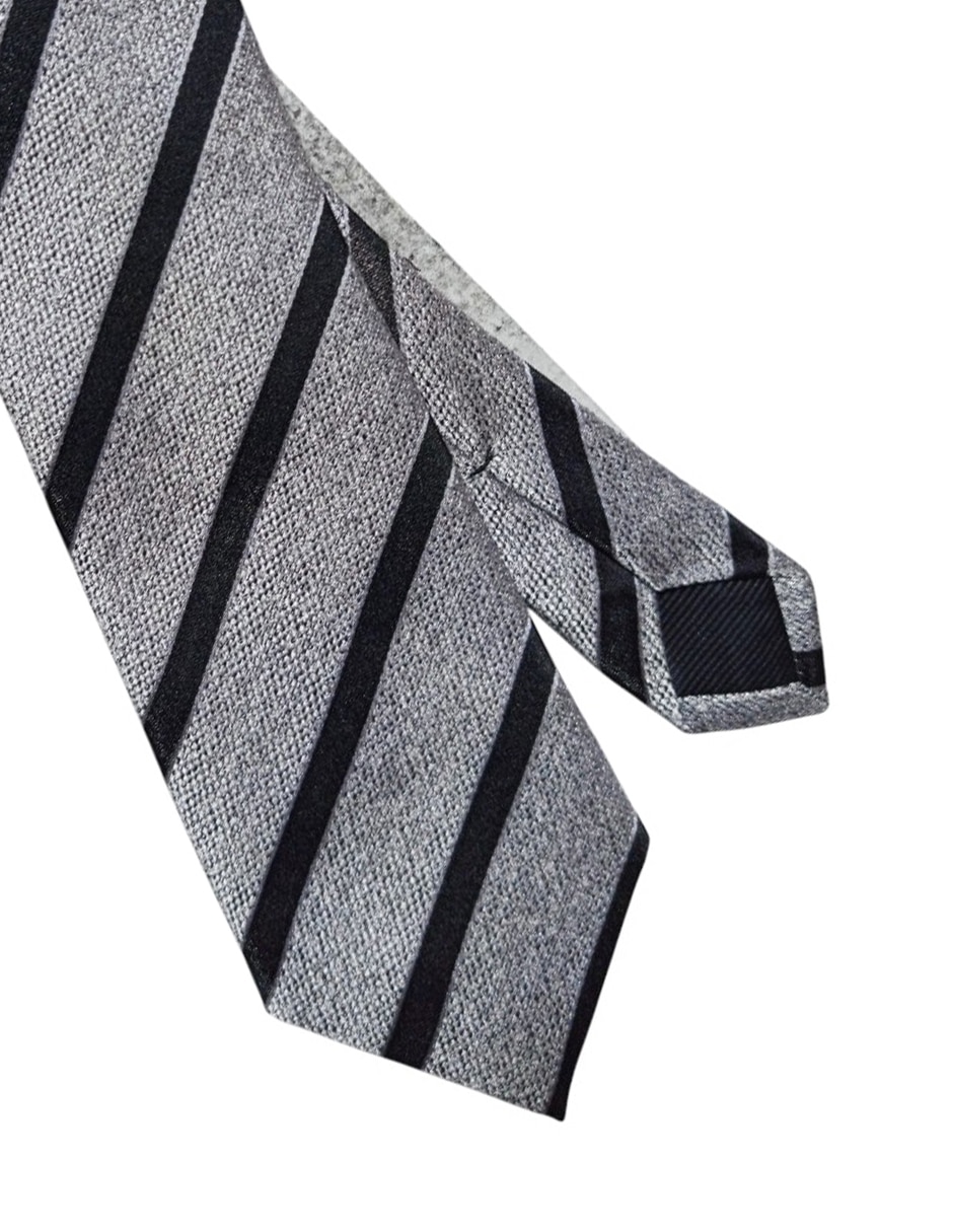 Corbata regular de seda estampado a rayas para hombre 2