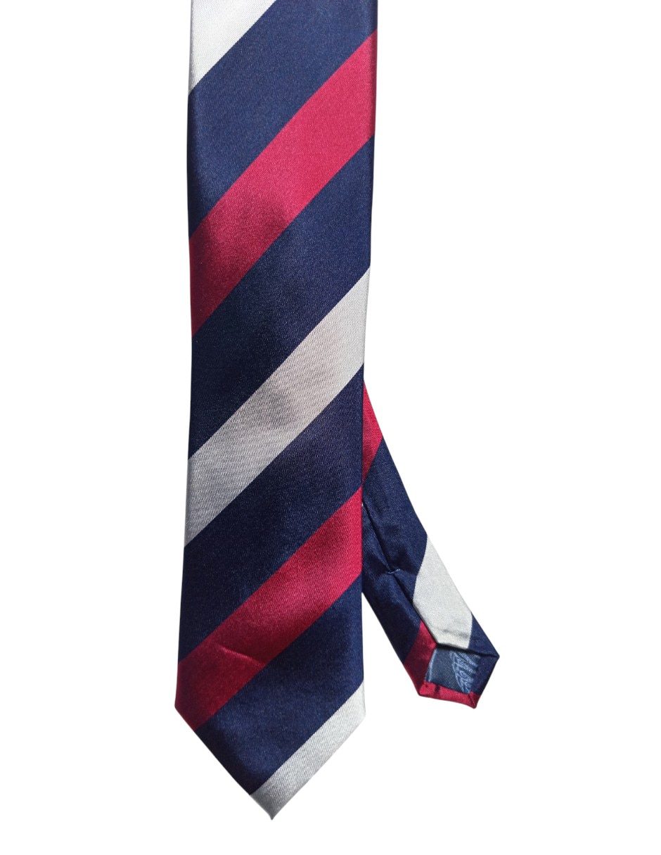 Corbata regular de seda estampado a rayas para hombre 1