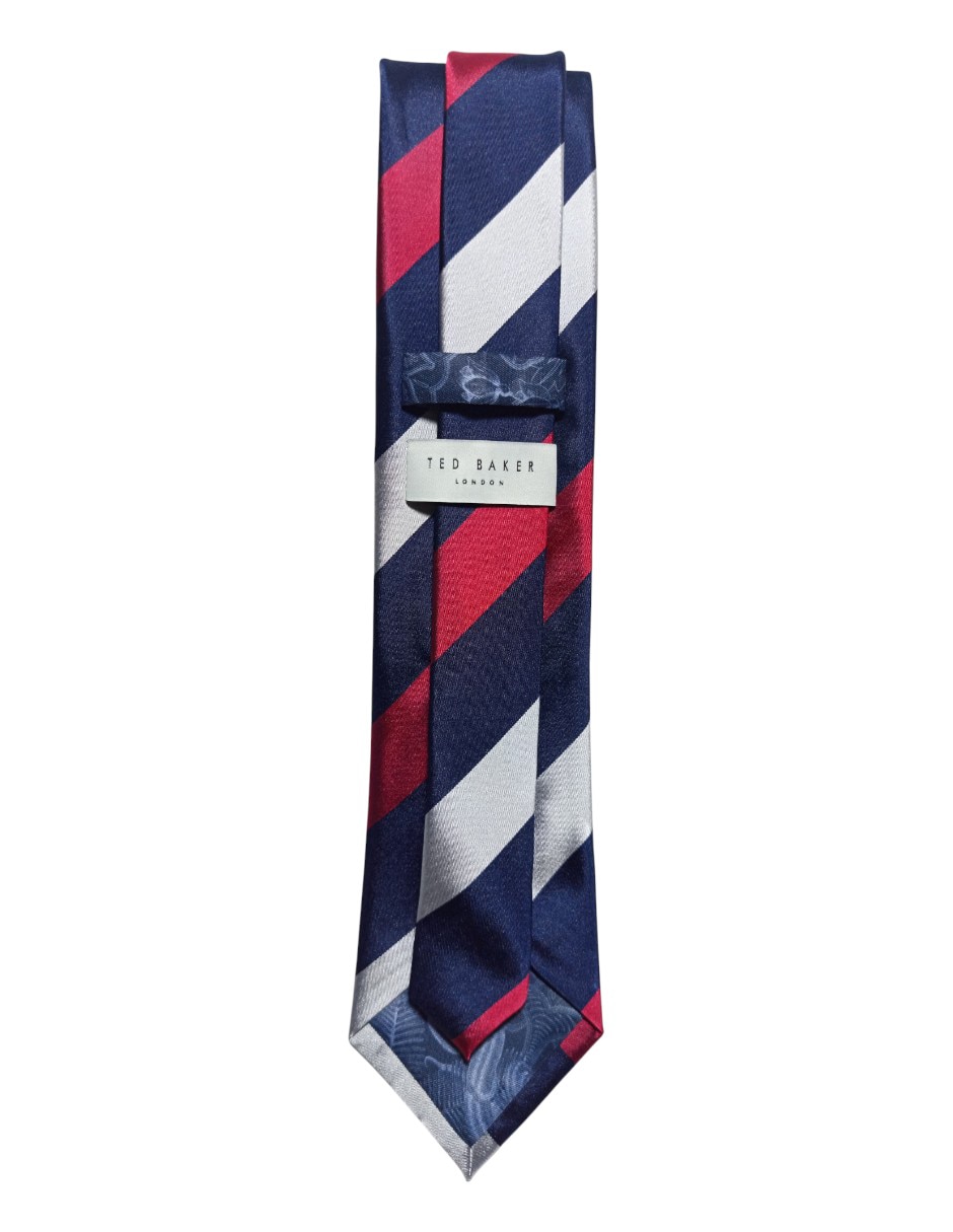 Corbata regular de seda estampado a rayas para hombre 3