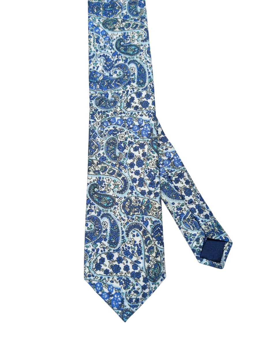Corbata regular de seda estampado Paisley para hombre