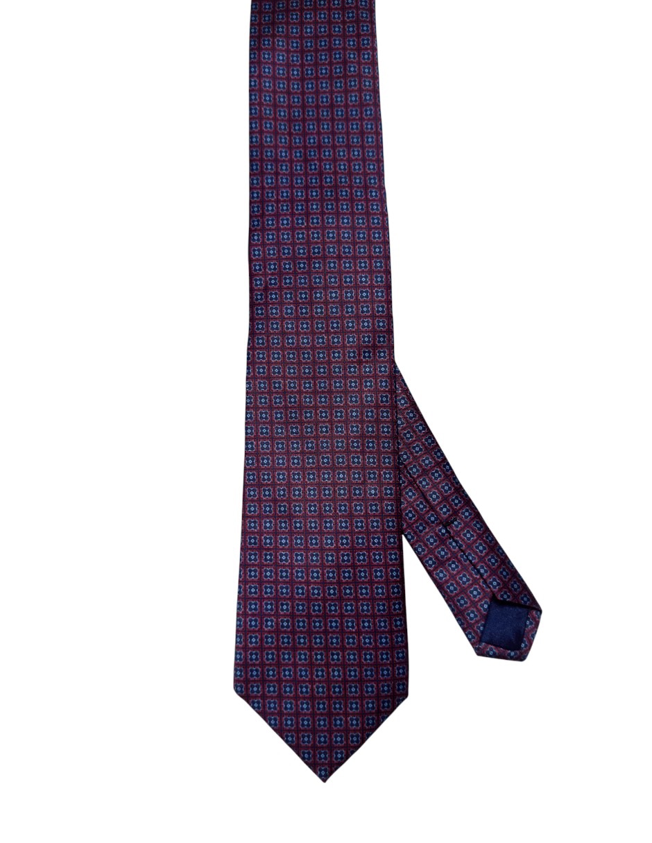 Corbata regular de seda estampado geométrico para hombre