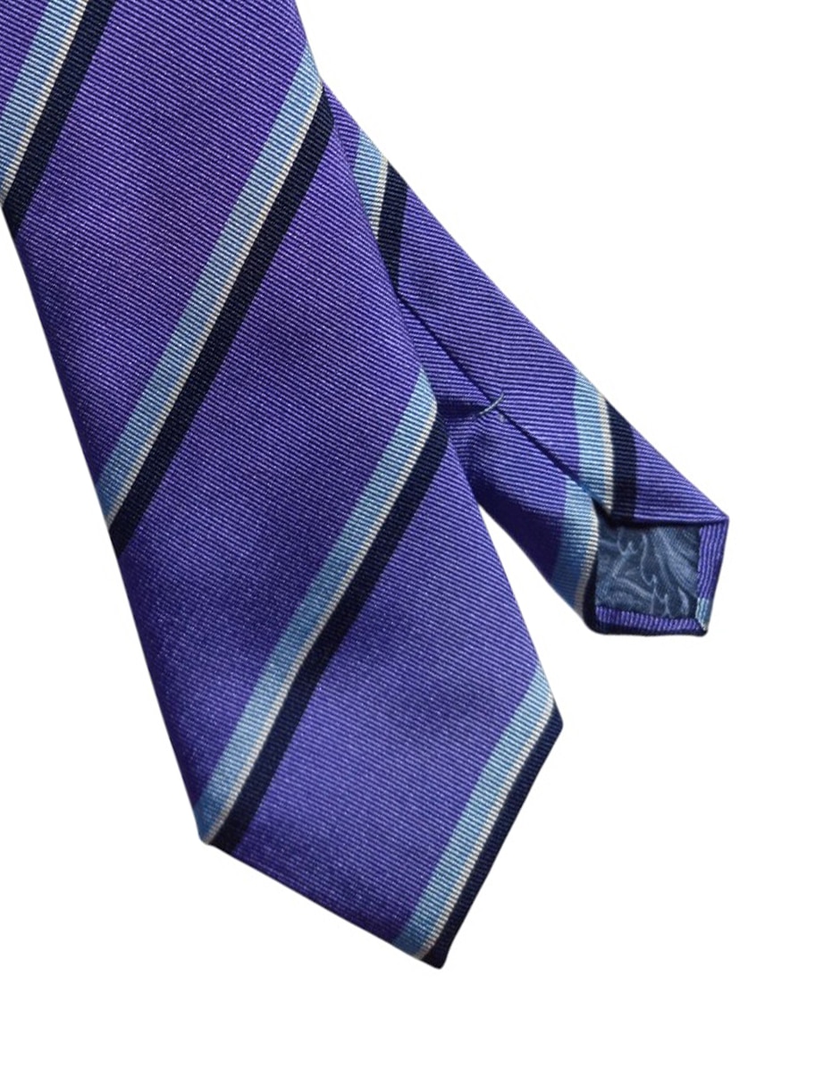 Corbata regular de seda estampado a rayas para hombre 2